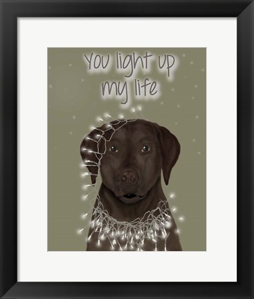 Framed Chocolate Labrador, You Light Up Print