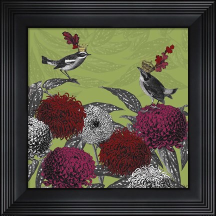 Framed Blooming Birds, Chrysanthemum 1 Print
