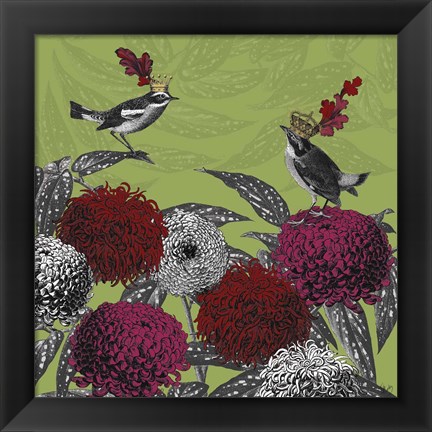 Framed Blooming Birds, Chrysanthemum 1 Print