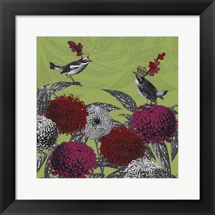 Framed Blooming Birds, Chrysanthemum 1 Print