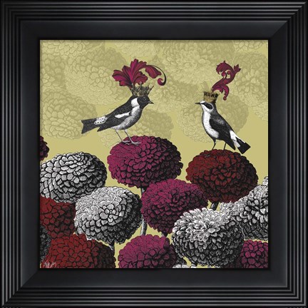 Framed Blooming Birds, Chrysanthemum 2 Print