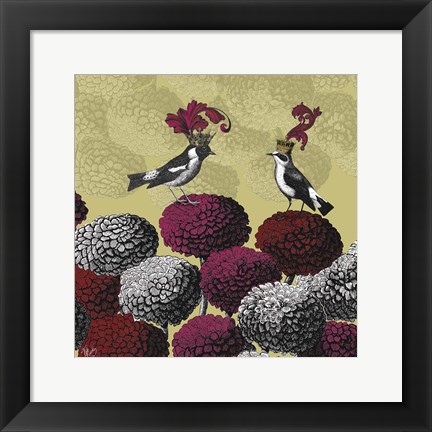 Framed Blooming Birds, Chrysanthemum 2 Print