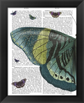 Framed Butterfly in Turquoise and Yellow a Print