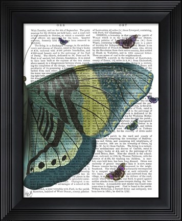 Framed Butterfly in Turquoise and Yellow b Print