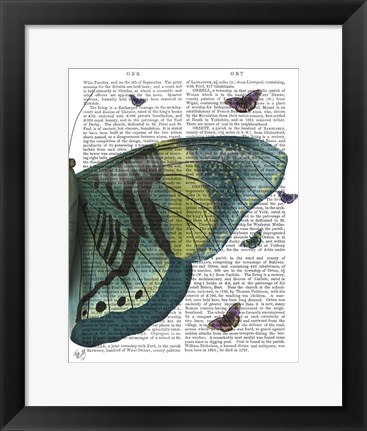 Framed Butterfly in Turquoise and Yellow b Print