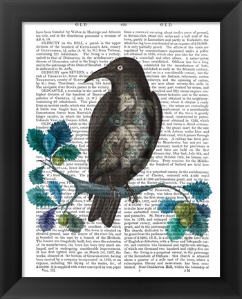 Framed Floral Crow On Branch Print