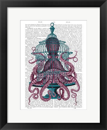 Framed Pink Octopus in Cage Print