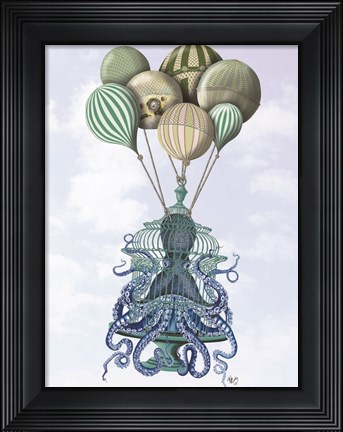 Framed Octopus Cage and Balloons Print