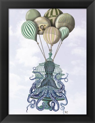 Framed Octopus Cage and Balloons Print