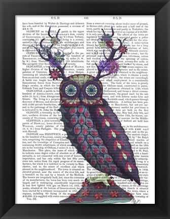 Framed Owl with Psychedelic Antlers Print