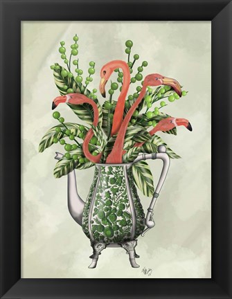 Framed Vase Of Flamingos Print