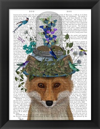 Framed Fox with Butterfly Bell Jar Print