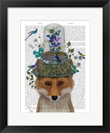 Framed Fox with Butterfly Bell Jar Print