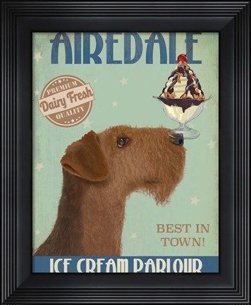 Framed Airedale Ice Cream Print