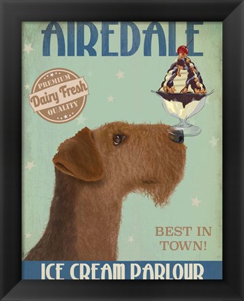 Framed Airedale Ice Cream Print