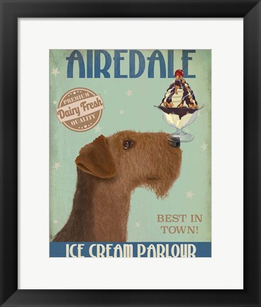 Framed Airedale Ice Cream Print