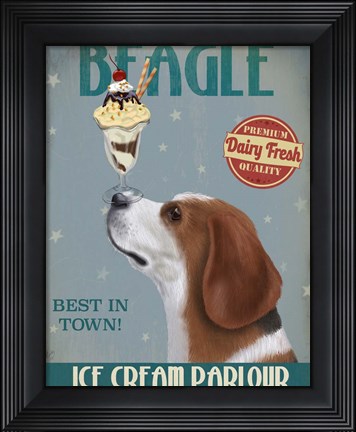 Framed Beagle Ice Cream Print