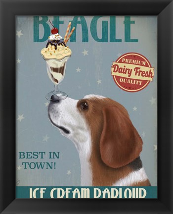 Framed Beagle Ice Cream Print