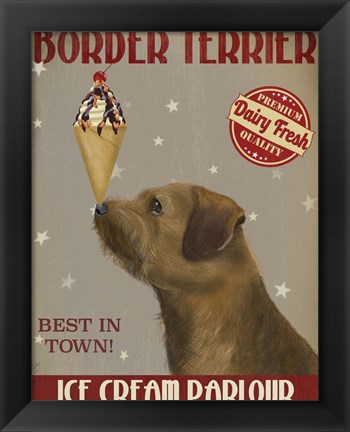 Framed Border Terrier Ice Cream Print