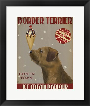 Framed Border Terrier Ice Cream Print