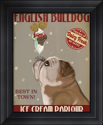 Framed English Bulldog Ice Cream Print