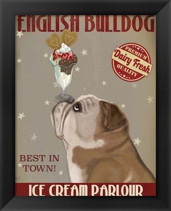 Framed English Bulldog Ice Cream Print