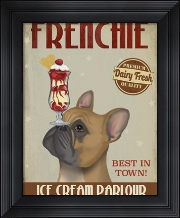 Framed French Bulldog Ice Cream Print
