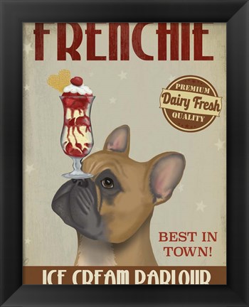 Framed French Bulldog Ice Cream Print