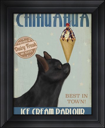 Framed Chihuahua, Black, Ice Cream Print