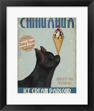 Framed Chihuahua, Black, Ice Cream Print