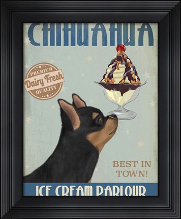 Framed Chihuahua, Black and Ginger, Ice Cream Print