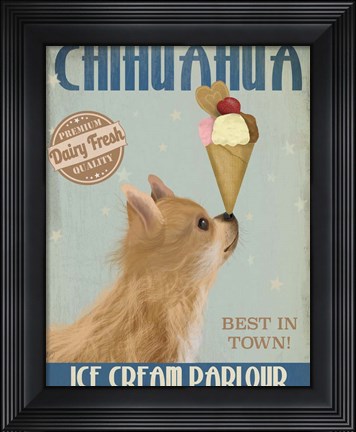 Framed Chihuahua, Long Haired, Ice Cream Print