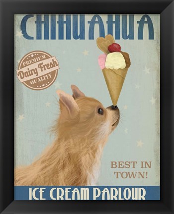 Framed Chihuahua, Long Haired, Ice Cream Print