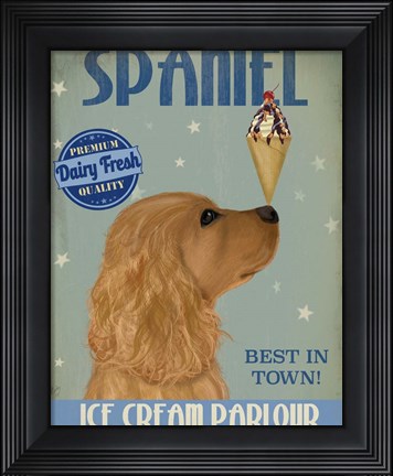 Framed Cocker Spaniel, Golden, Ice Cream Print