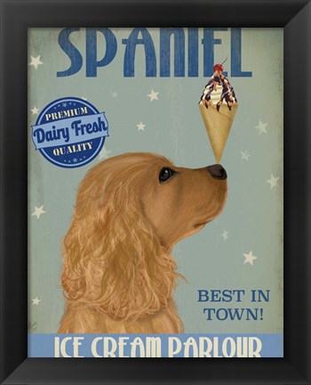 Framed Cocker Spaniel, Golden, Ice Cream Print