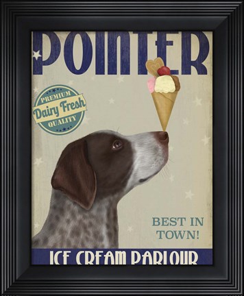 Framed German Shorthaired Pointer Ice Cream Print