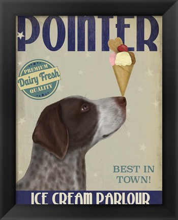 Framed German Shorthaired Pointer Ice Cream Print