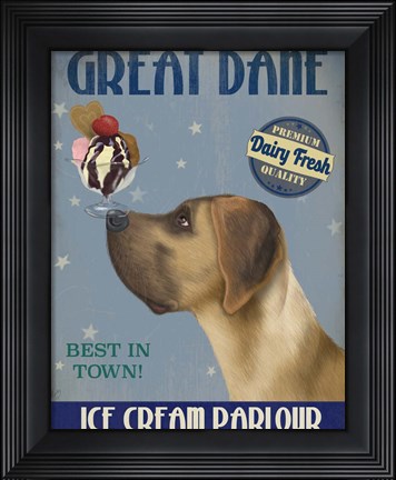Framed Great Dane, Tan, Ice Cream Print