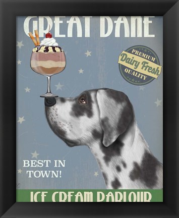 Framed Great Dane, Harlequin, Ice Cream Print