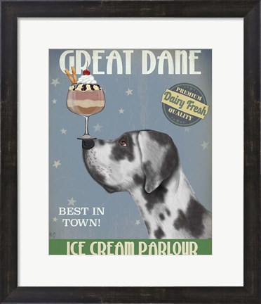 Framed Great Dane, Harlequin, Ice Cream Print