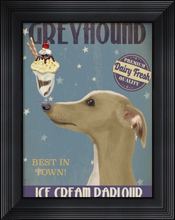 Framed Greyhound, Tan, Ice Cream Print