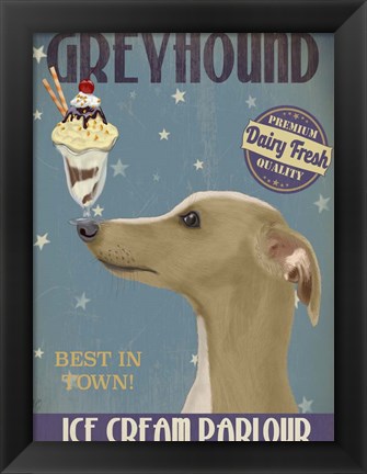 Framed Greyhound, Tan, Ice Cream Print