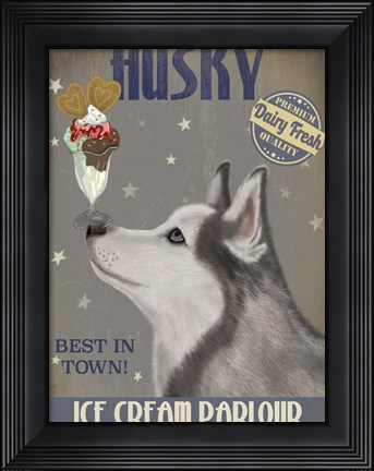 Framed Husky Ice Cream Print