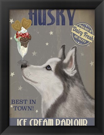 Framed Husky Ice Cream Print