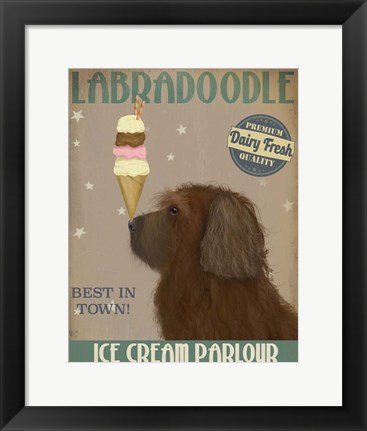 Framed Labradoodle, Brown, Ice Cream Print