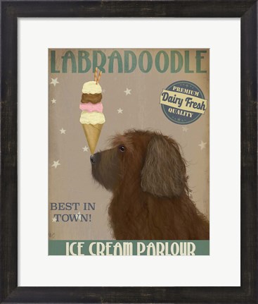 Framed Labradoodle, Brown, Ice Cream Print