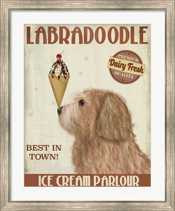 Framed Labradoodle, Golden, Ice Cream Print