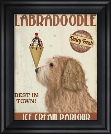 Framed Labradoodle, Golden, Ice Cream Print
