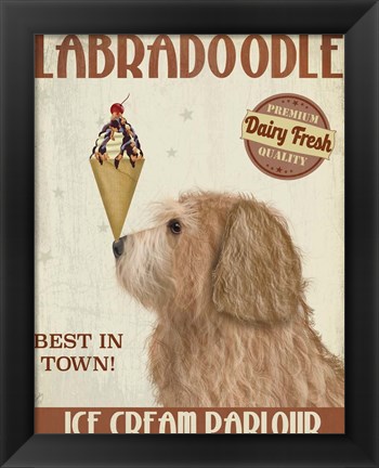 Framed Labradoodle, Golden, Ice Cream Print