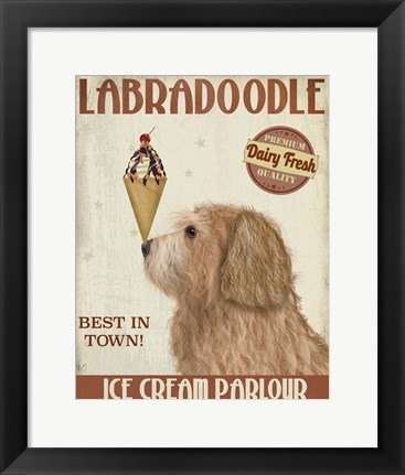 Framed Labradoodle, Golden, Ice Cream Print